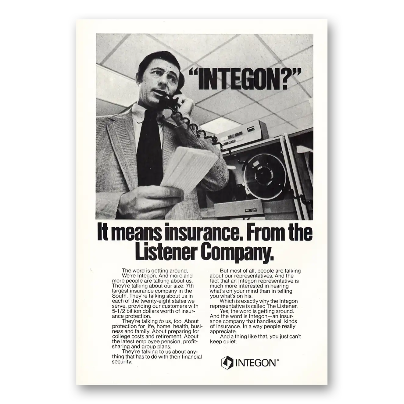 1976 Integon Print Ad | Means Insurance