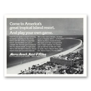 1976 Marco Beach Hotel Print Ad | Tropical Island