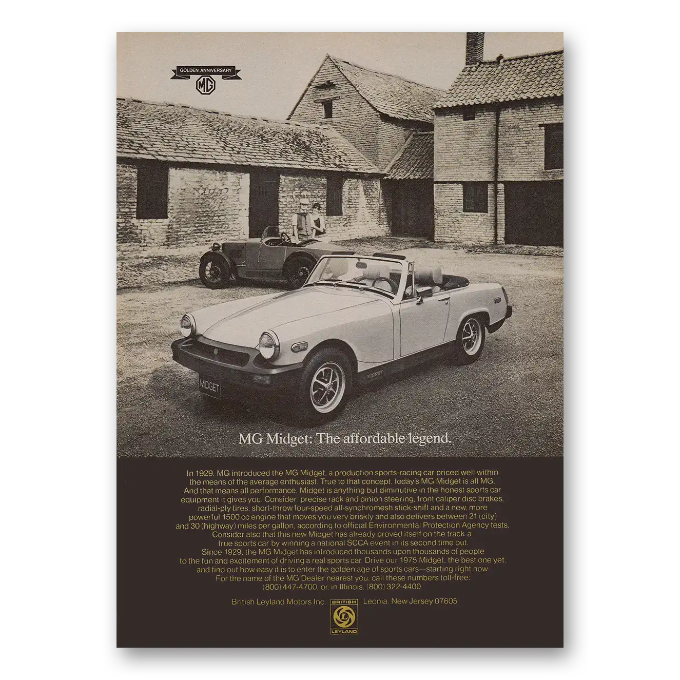 1975 MG Midget Print Ad | Affordable Legend