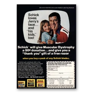 1976 Schick Razor Print Ad | Jerry Lewis