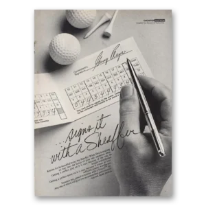 1976 Sheaffers White Dot Pen Print Ad | Gary Player