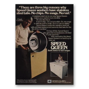 1976 Speed Queen Washer Print Ad | Chuck Connors