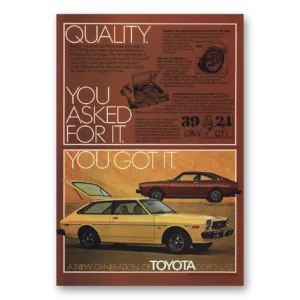 1976 Toyota Corolla Print Ad | You Asked