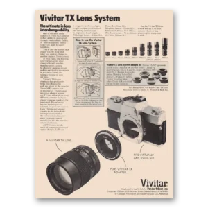 1976 Vivitar Cameras Print Ad | Tx Lens System