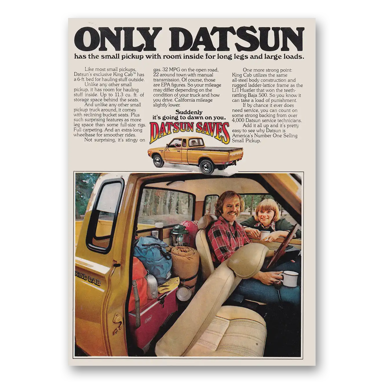 1977 Datsun Trucks Print Ad | Pickup With Room