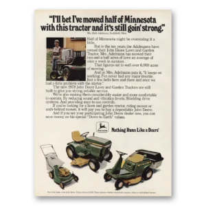 1977 John Deere Mowers + Tractors Print Ad | Mowed Half