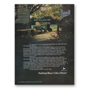 1977 John Deere Mowers + Tractors Print Ad | Green Chip