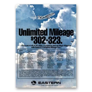 1977 Eastern Airlines Print Ad | Unlimited Mileage