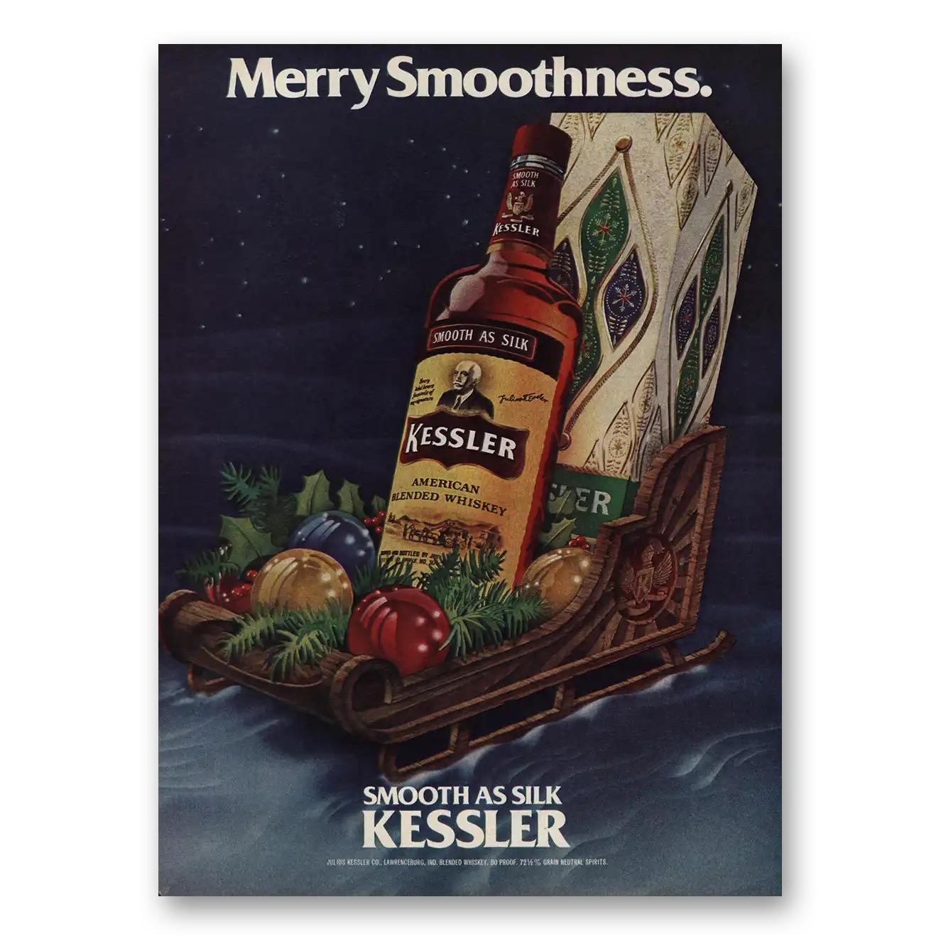 1977 Kessler Whiskey Print Ad | Merry Smoothness