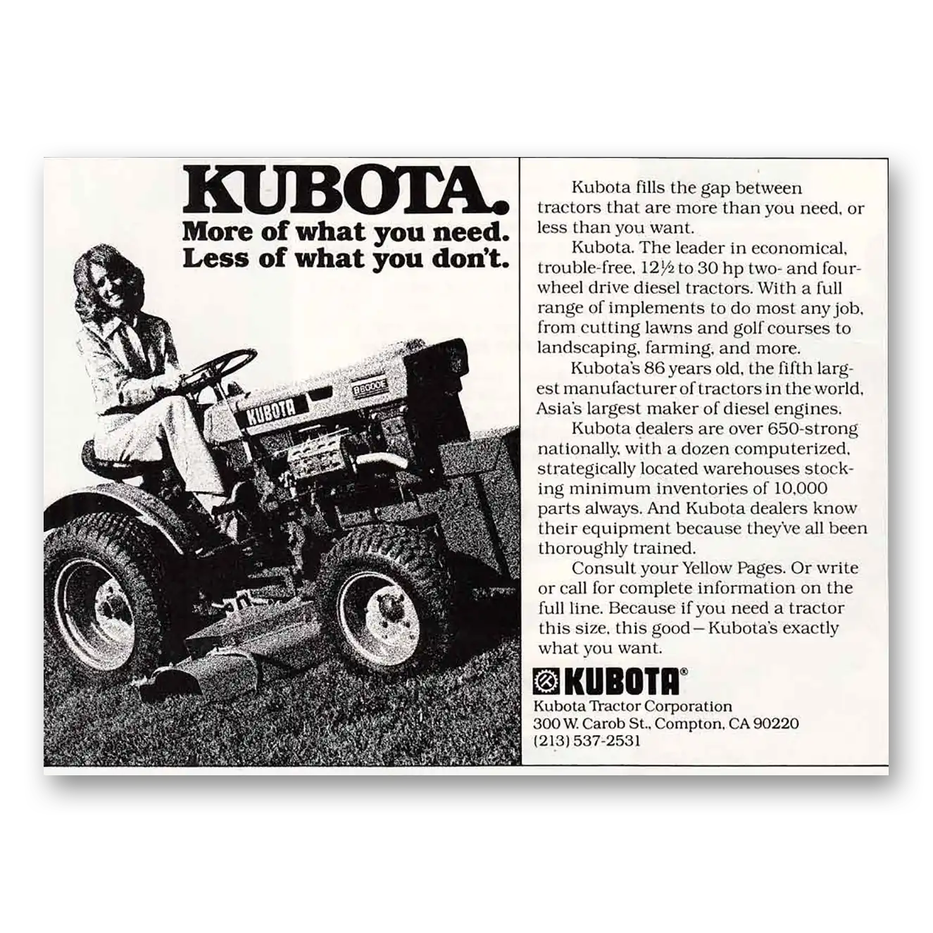 1977 Kubota Tractor Print Ad | What You Need