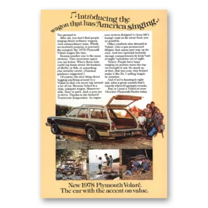 1978 Plymouth Volare Print Ad | America Singing