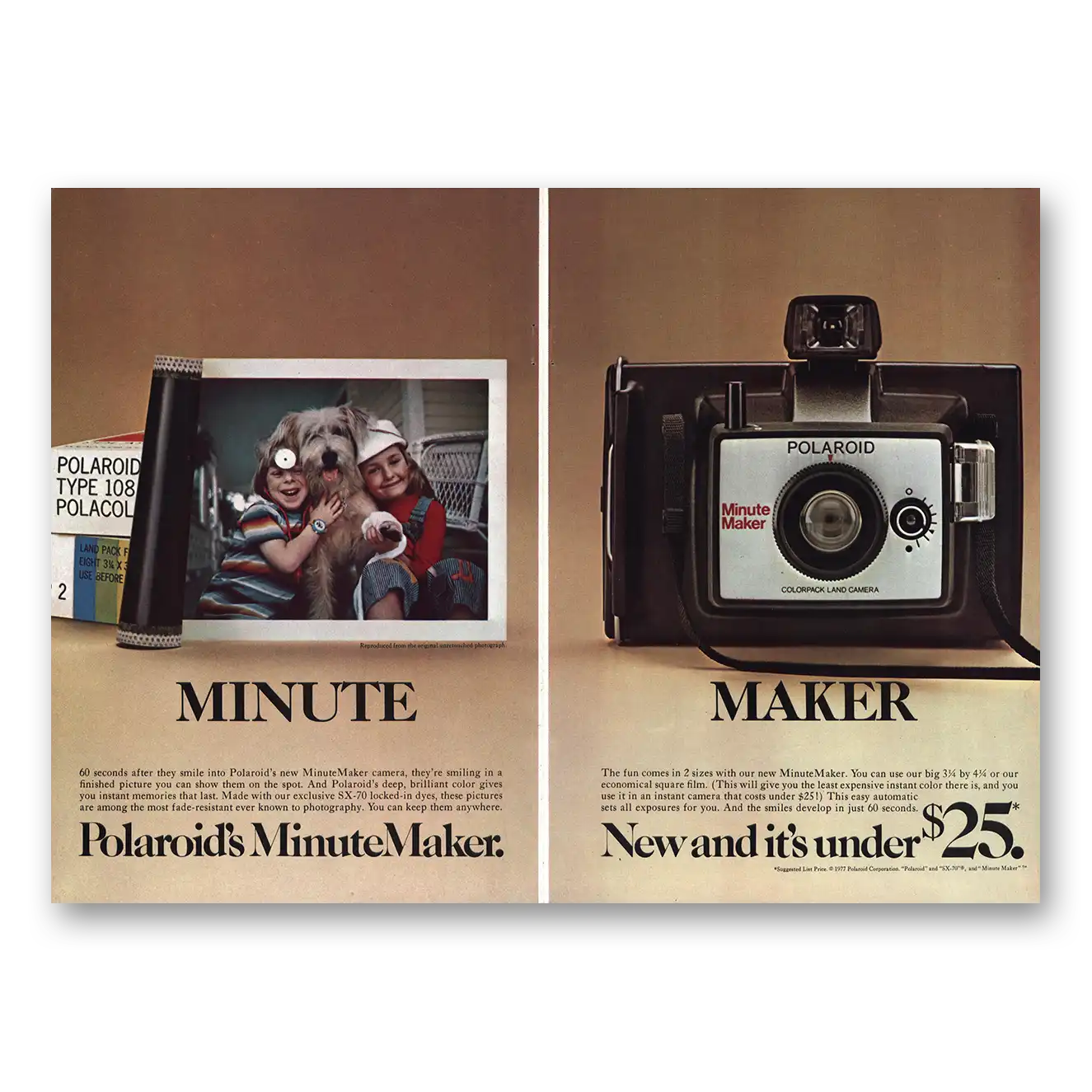 1977 Polaroid Minute Maker Camera Print Ad | Minute Maker