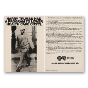 1978 Blue Cross Insurance Print Ad | Harry Truman