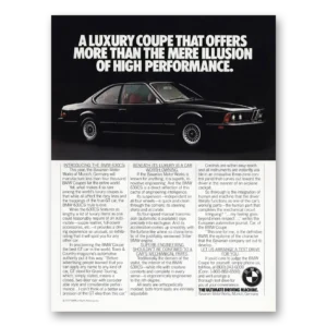 1978 BMW 6 Series Print Ad | Mere Illusion