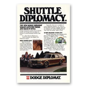 1978 Dodge Diplomat Print Ad | Diplomat Shuttle Diplomacy