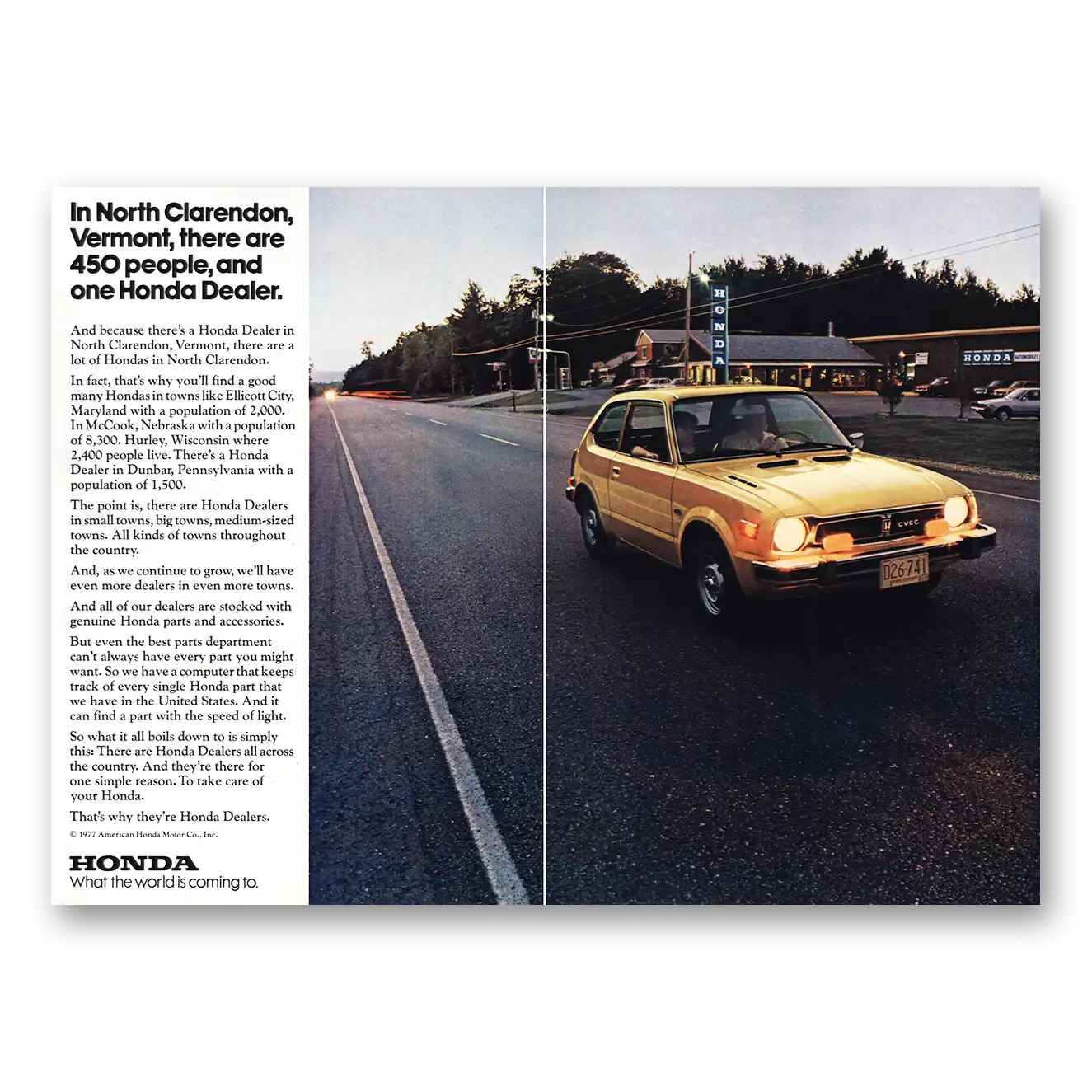 1977 Honda CVCC Print Ad | Honda