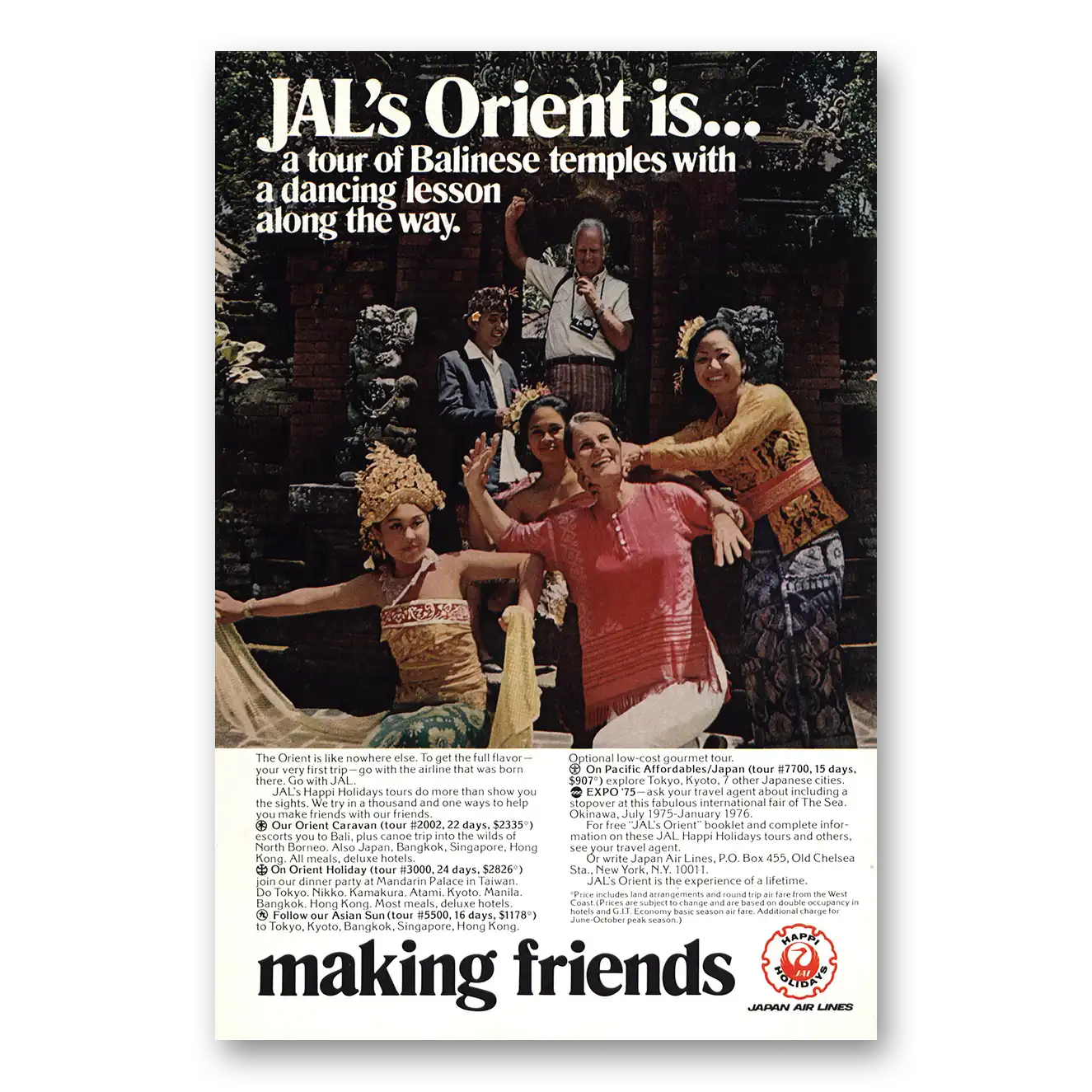 1978 Japan Air Lines Print Ad | Tour Balinese Temples