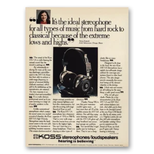 1978 Koss Stereophones Print Ad | All Types Of Music