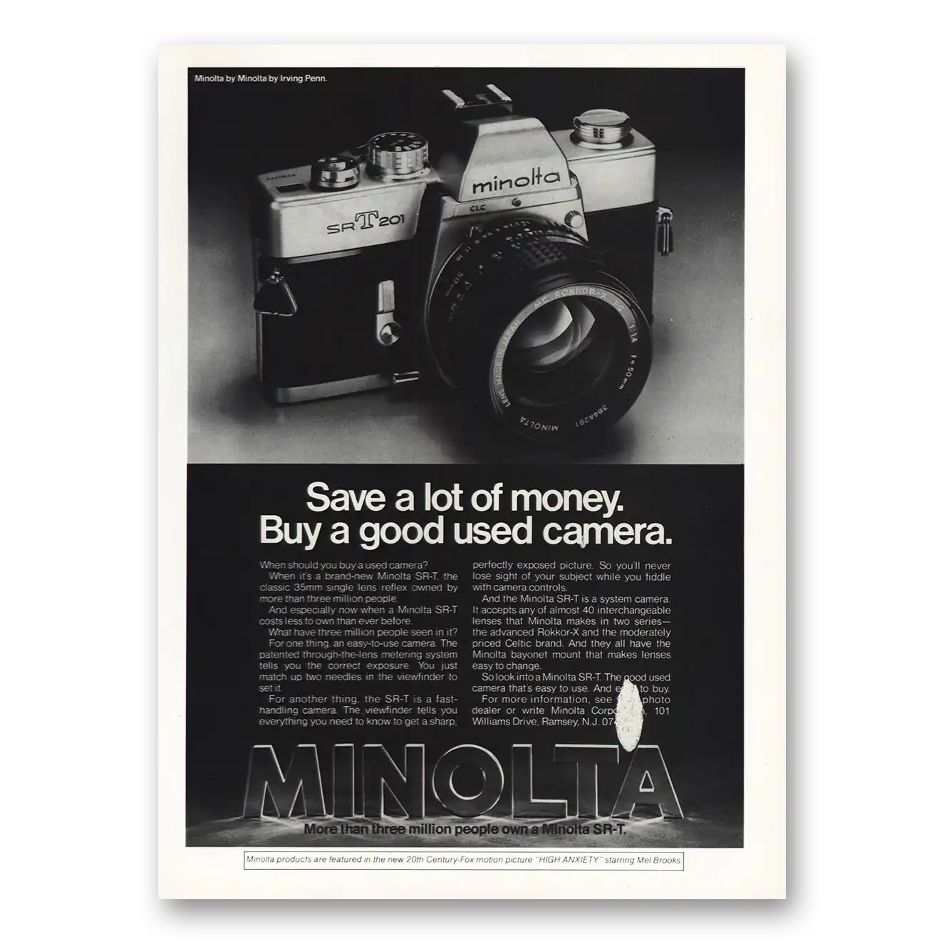 1978 Minolta SRT Camera Print Ad | Used Camera