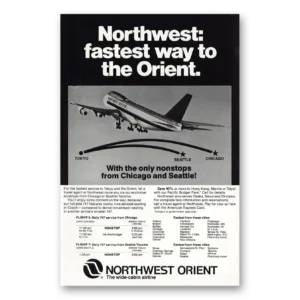 1978 Northwest Orient Airlines Print Ad | Fastest Way