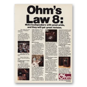1978 Ohm Acoustics Print Ad | Law 8