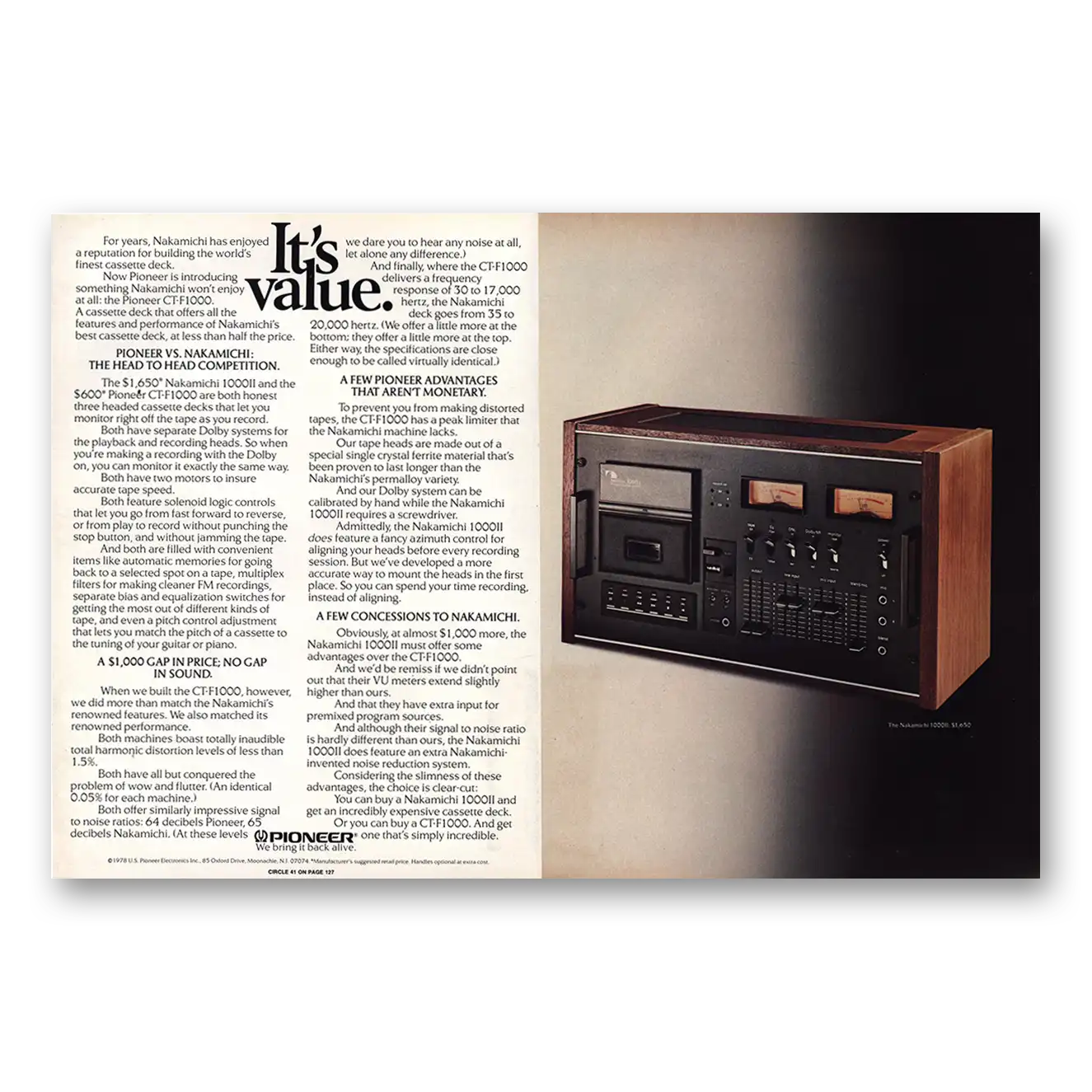 1978 Pioneer Cassette Deck Print Ad | Its Value