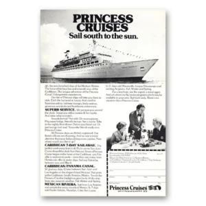 1978 Princess Cruises Print Ad | Sail South To Sun