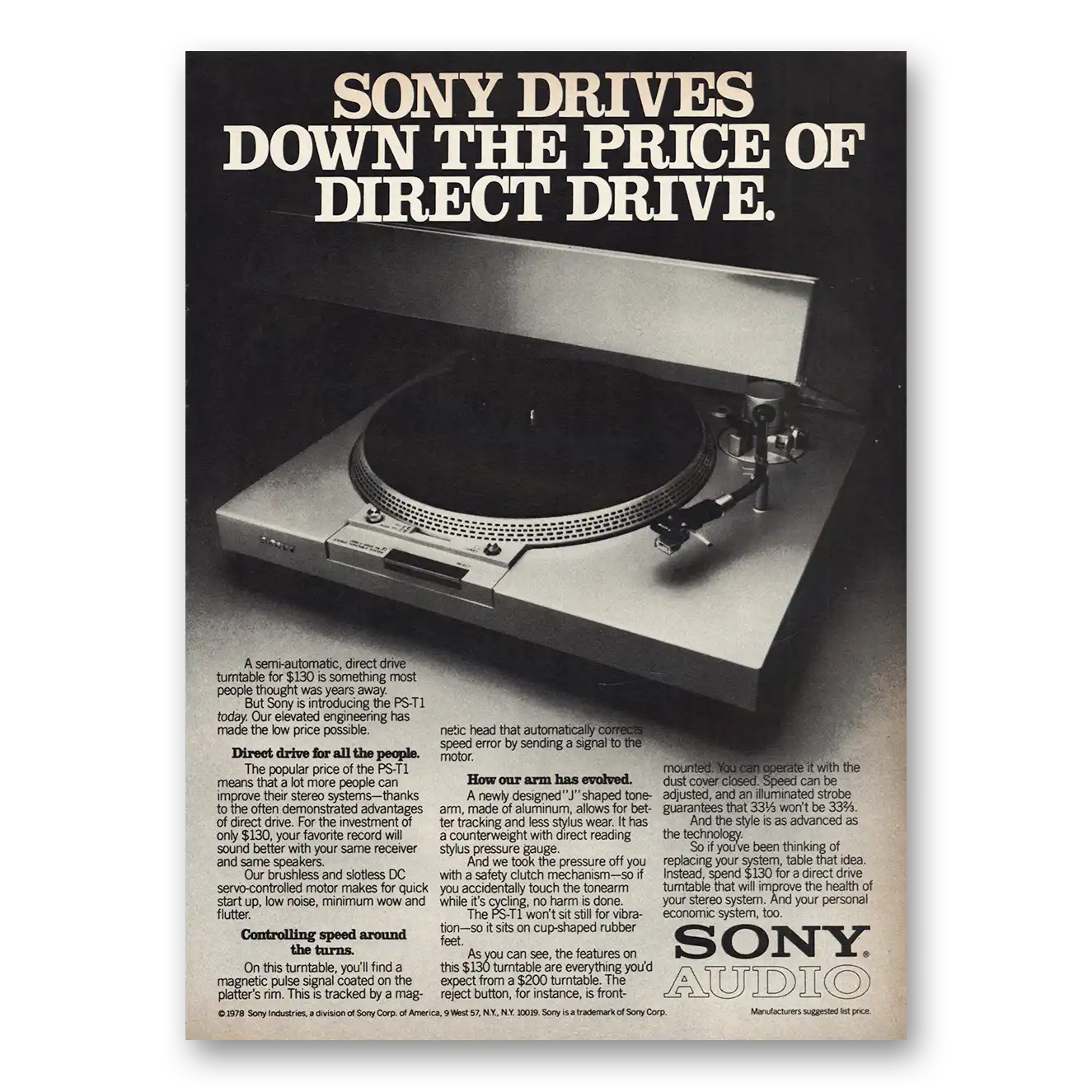 1978 Sony Print Ad | Drives Down The Price