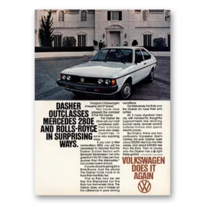 1978 Volkswagen Dasher Print Ad | Outclasses Mercedes