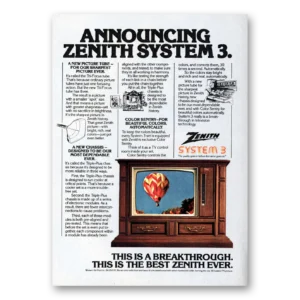1978 Zenith Television Print Ad | New Picture Tube
