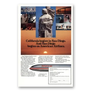 1979 American Airlines Print Ad | California Begins In San Diego