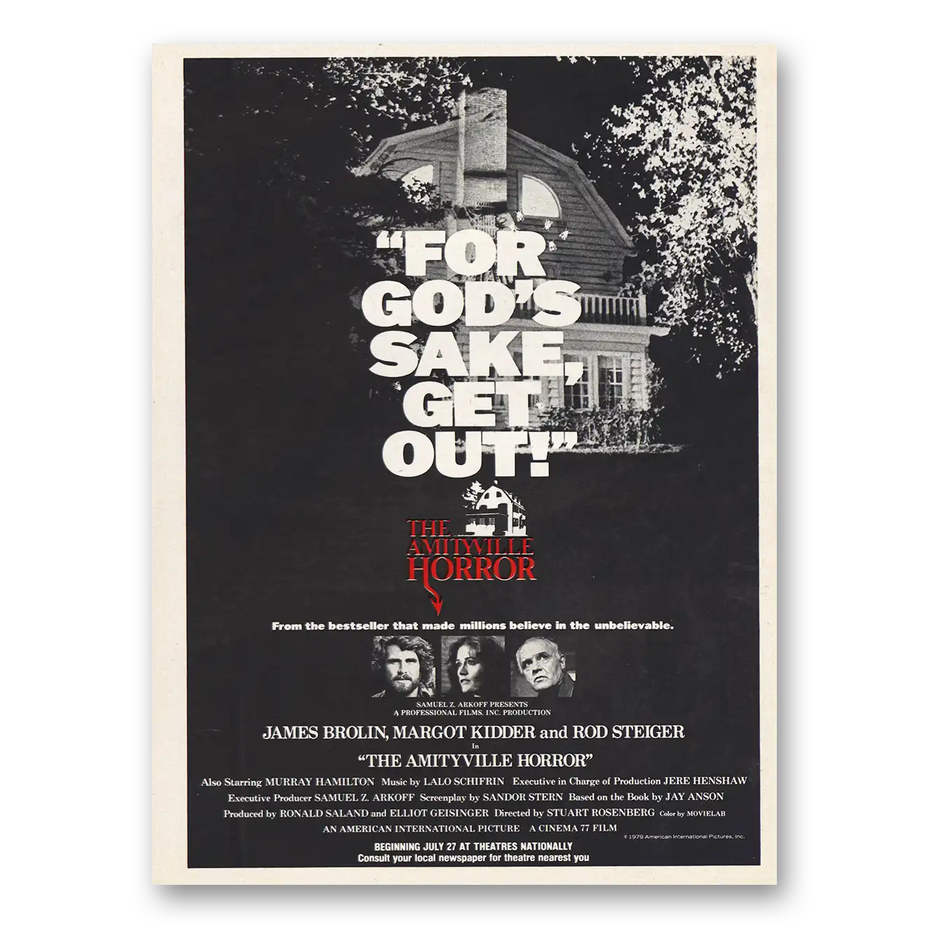 1979 Amityville Horror Promo Print Ad | James Brolin
