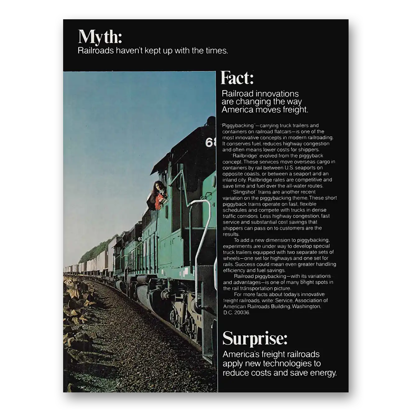 1979 Association of American Railroads Print Ad | Myth Railroads