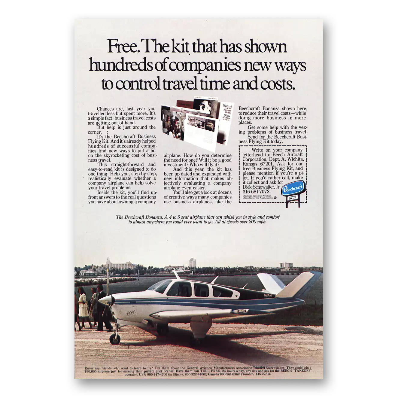 1979 Beechcraft Bonanza Print Ad | Shown Hundreds Companies