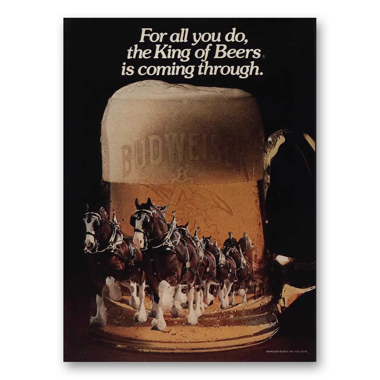 1979 Budweiser Beer Print Ad | King Beers