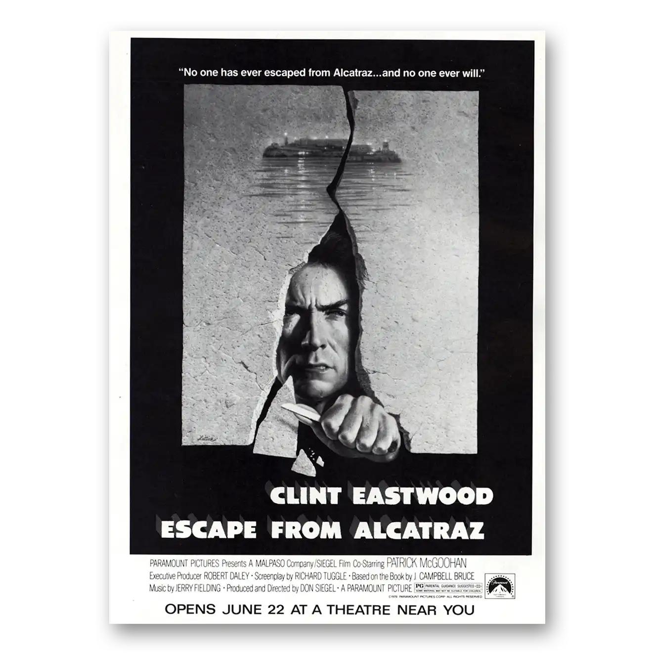 1979 Escape From Alcatraz Movie Promo Print Ad | Clint Eastwood