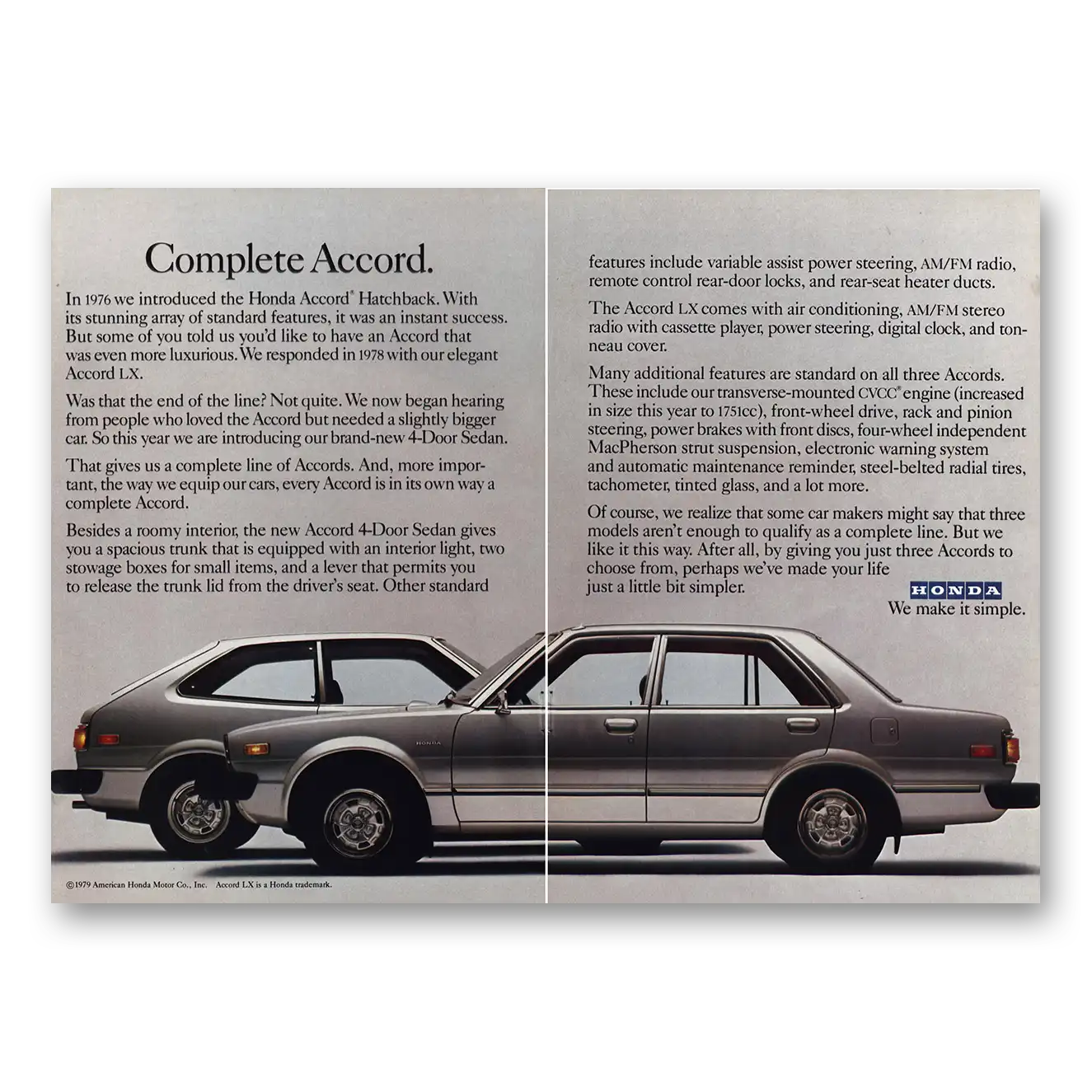1979 Honda Accord Print Ad | Honda