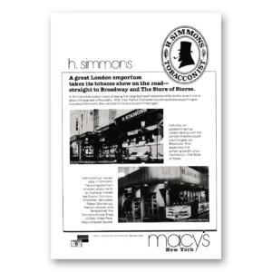 1979 H Simmons Tobacconist Print Ad | London Emporium
