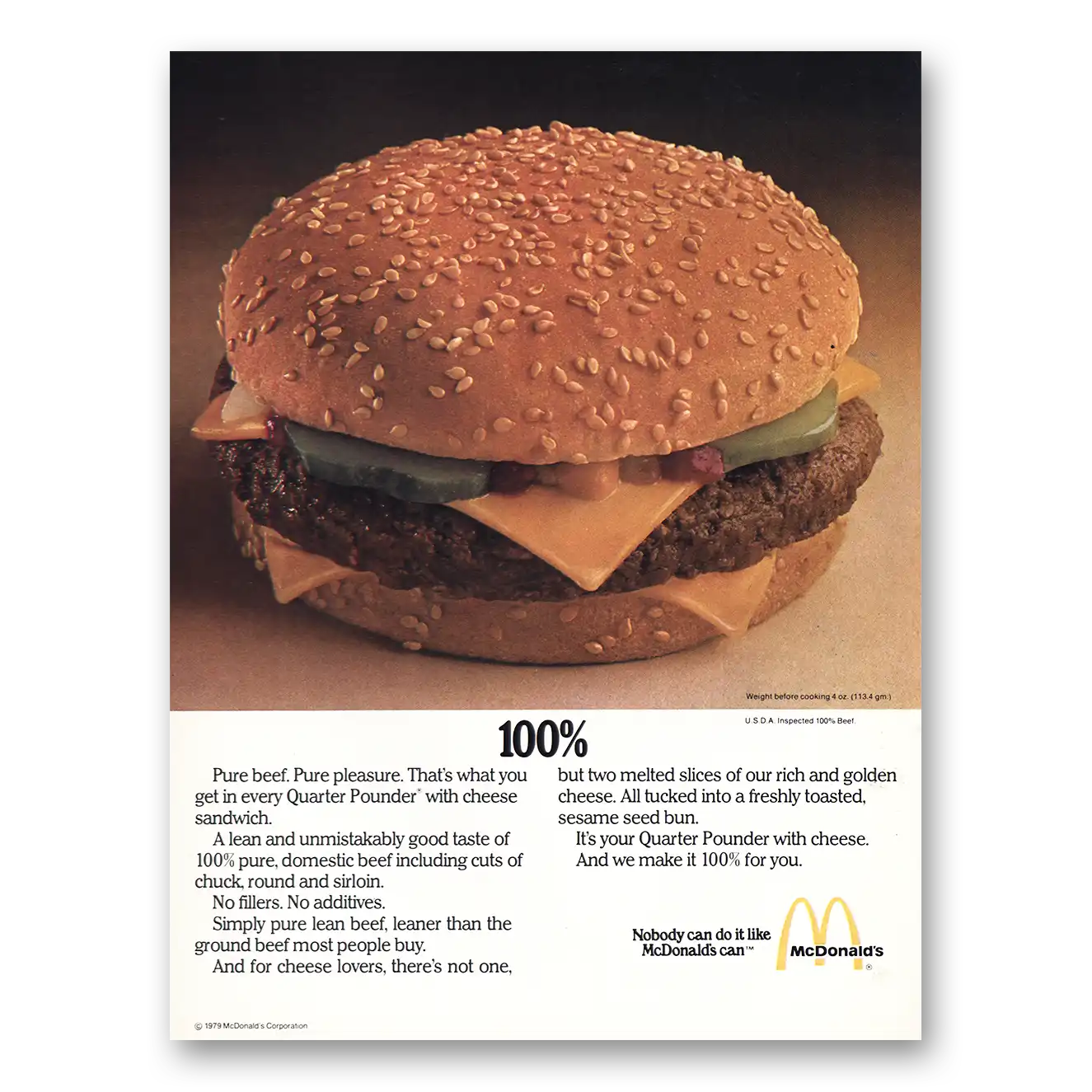 1979 McDonalds Print Ad | 100% Quarter Pounder