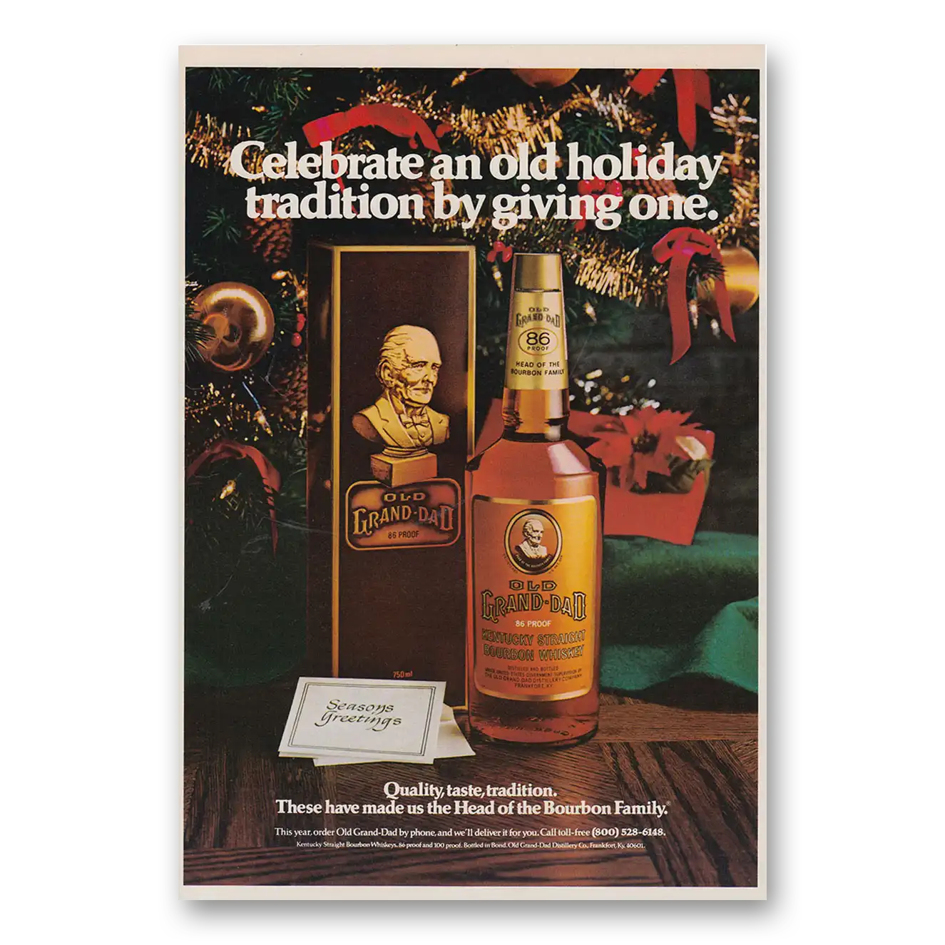 1979 Old Grand-Dad Bourbon Whiskey Print Ad | Old Holiday Tradition