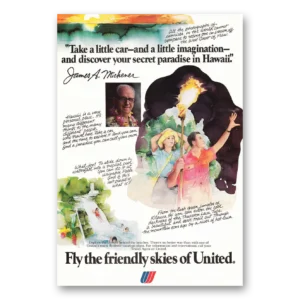 1979 United Airlines Print Ad | James Michener