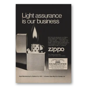 1979 Zippo Lighter Print Ad | Light Assurance