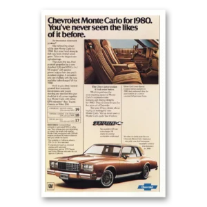 1979 Chevrolet Monte Carlo Print Ad | Never Seen Likes It
