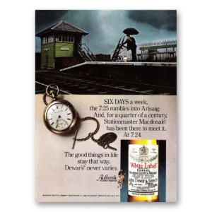 1980 Dewars White Label Print Ad | Six Days
