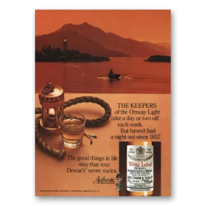 1980 Dewars White Label Print Ad | Omsay Light