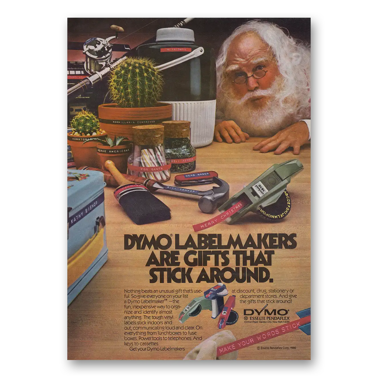 1980 Dymo Labelmaker Print Ad | Stick Around Santa
