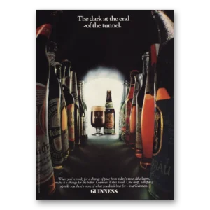 1980 Guinness Beer Print Ad | Dark At End The Tunnel