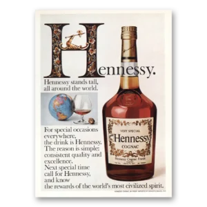1980 Hennessy Cognac Print Ad | Stands Tall