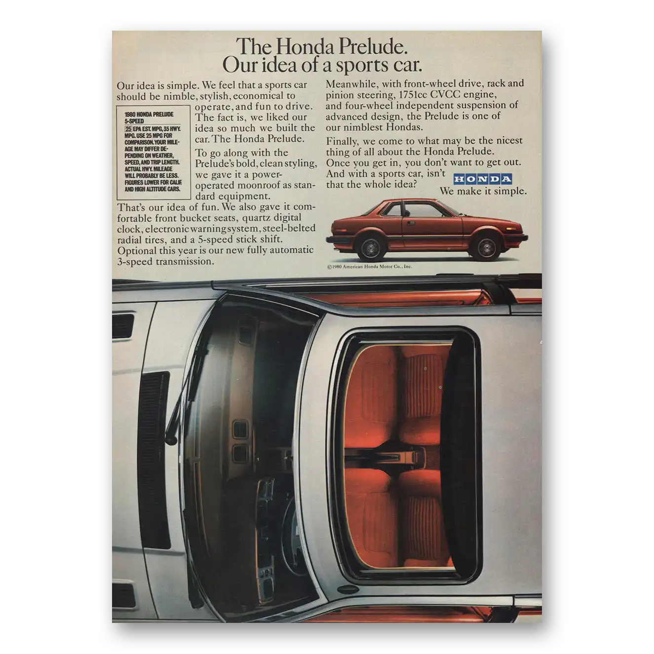 1980 Honda Prelude Print Ad | Idea Sports Car