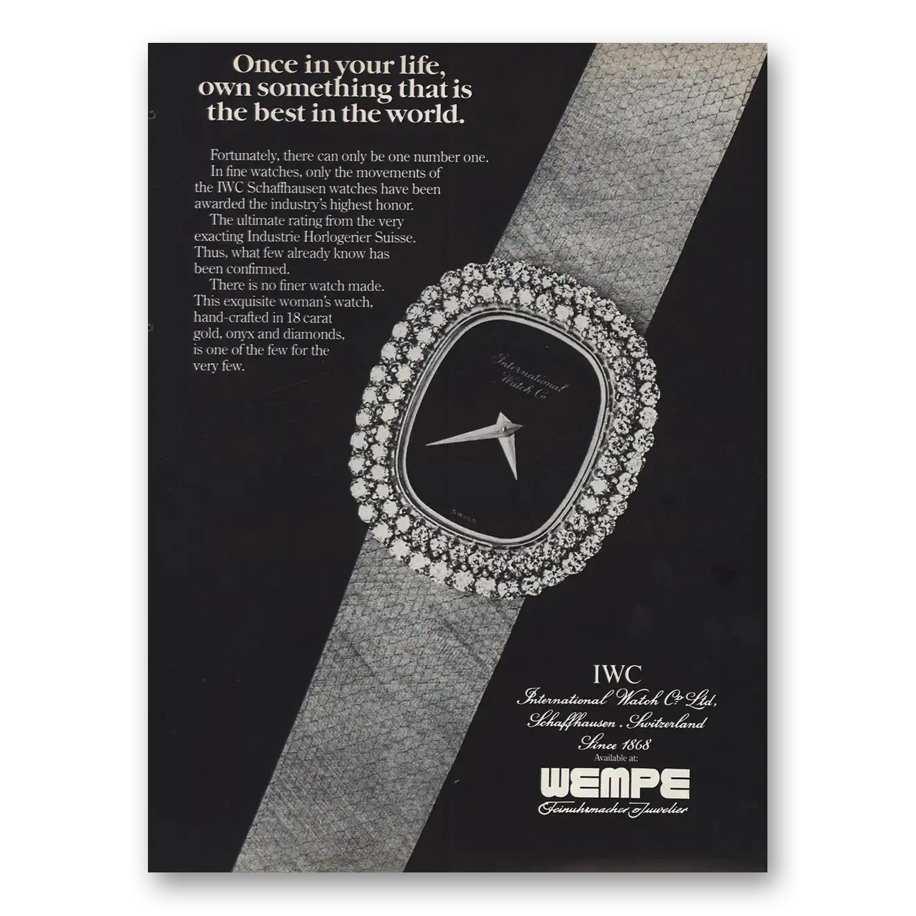 1980 IWC Watches Print Ad | Once In Your Life